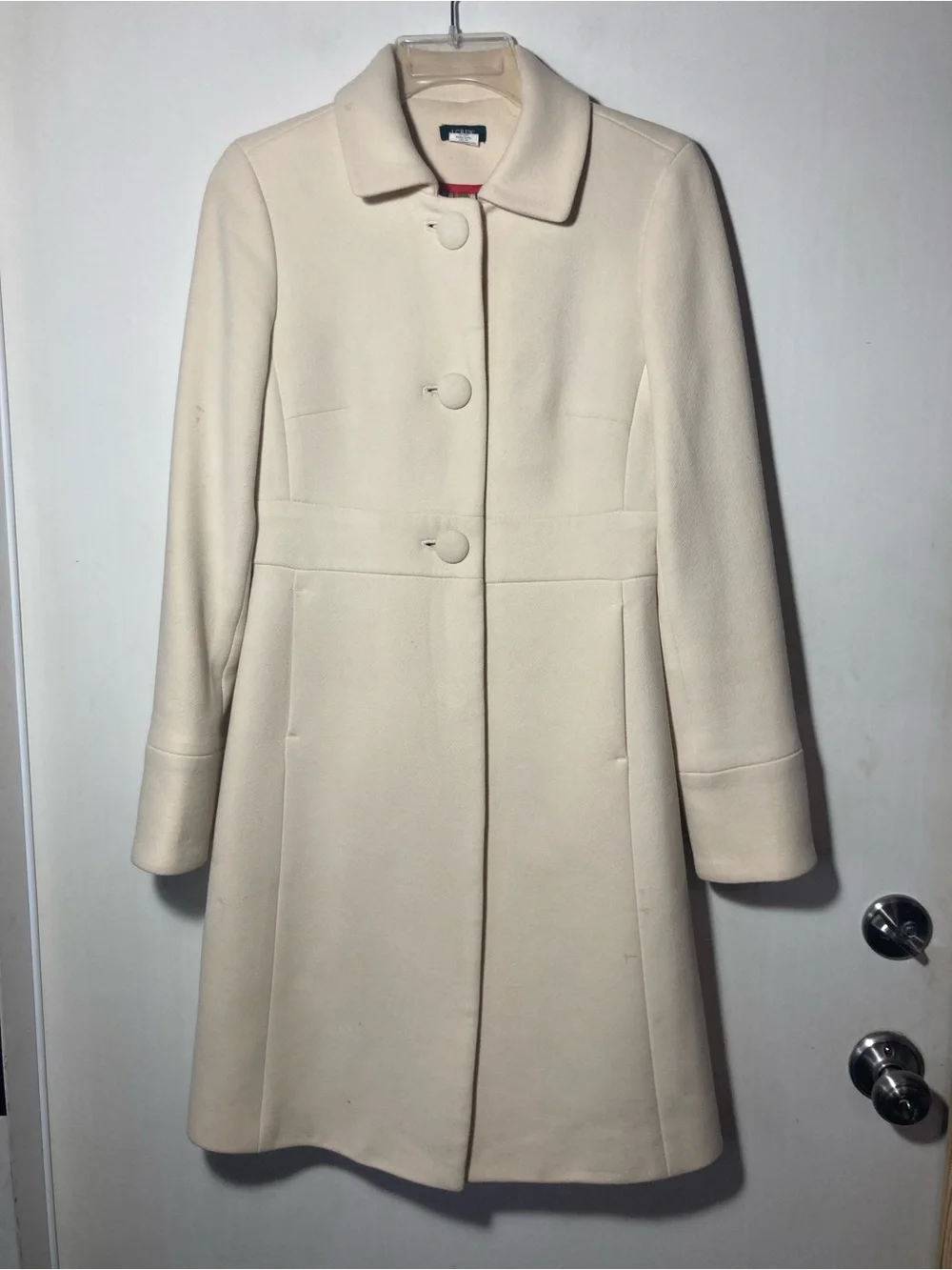 J. Crew Vintage Classic Lady Day Wool Coat A-Line Defined Waist & Pockets Size 2